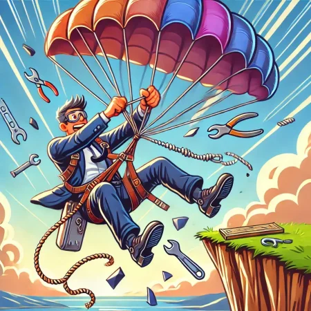 Entrepreneur building the parachute.